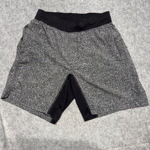 Lululemon Surge Short 7 Liner Grey Black Static Heathered Mens Size S Running